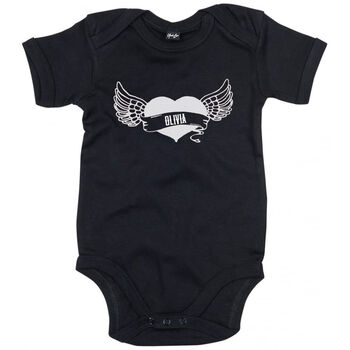 Personalised Winged Heart Rock Baby Grow, 4 of 4