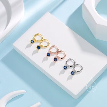 Tiny Sapphire Blue Cz Huggie Hoop In Sterling Silver, 5 of 11