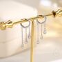 Sterling Silver Dangle Cz Crystal Huggie Hoop Earrings, thumbnail 2 of 11