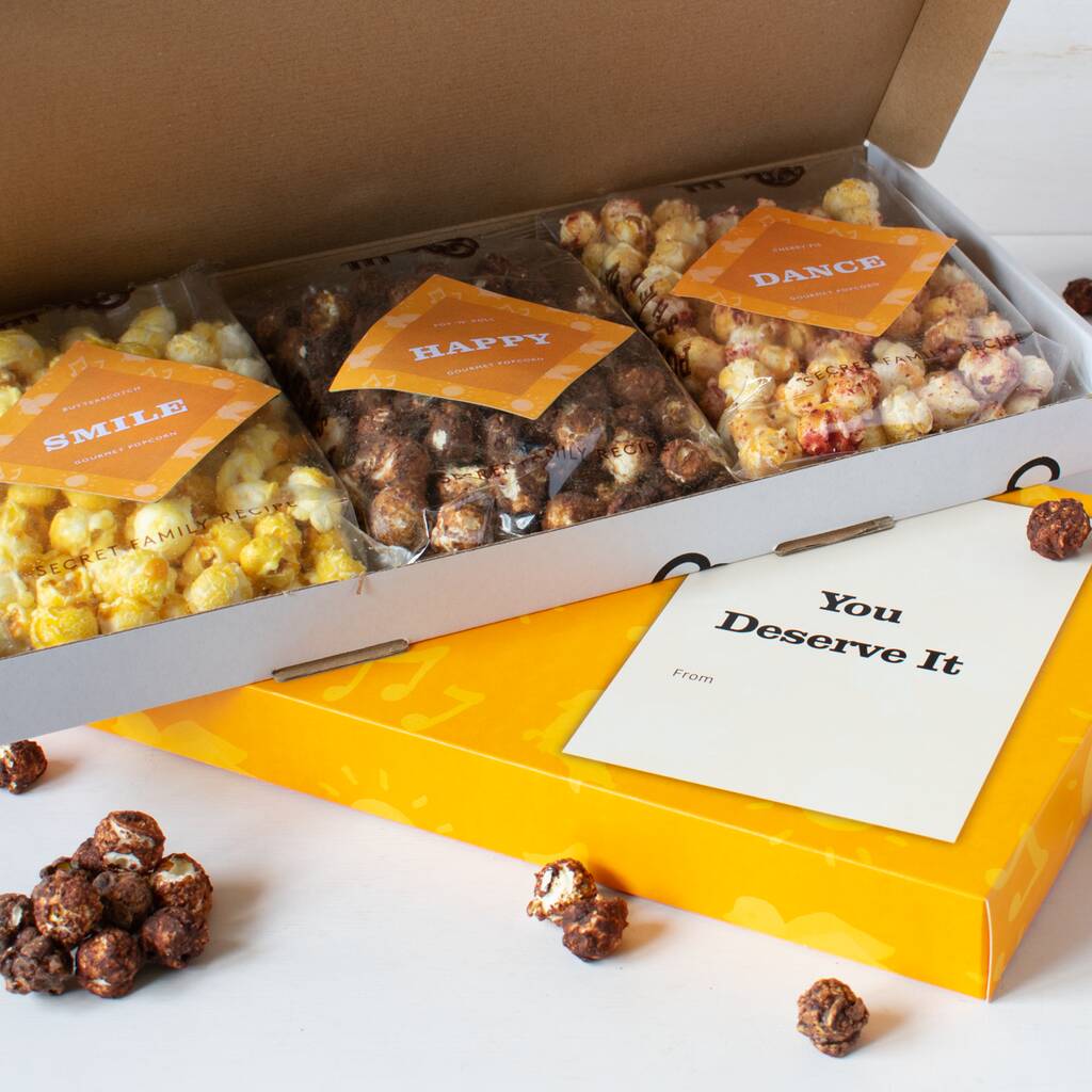 'You Deserve It' Vegan Gourmet Popcorn Letterbox Gift, 1 of 5