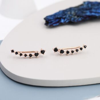 Black And Gold Ear Crawlers In Sterling Silver, 4 of 12