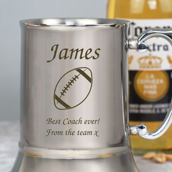 Personalised Rugby Silver Stainless Steel Tankard, 2 of 2