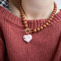 Mocca Bead And Cream Heart Necklace, thumbnail 3 of 4