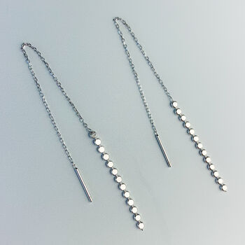 Sterling Silver Circle Chain Threader Earrings, 2 of 6