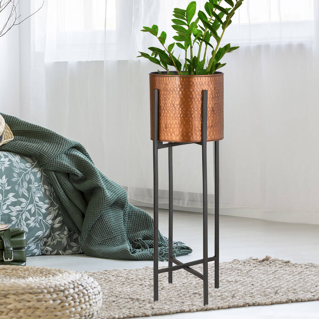 Planter Home ESPRIT Copper Aluminium Modern 50 x 50 x 89 cm 50 x 51 x 89 cm