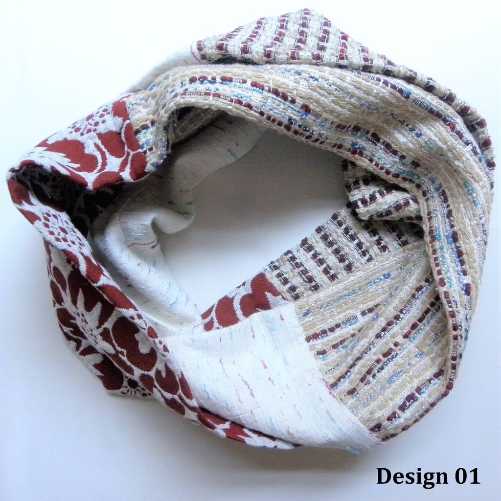 womens mixed and patterned fabric infinity scarves by re-creation for 