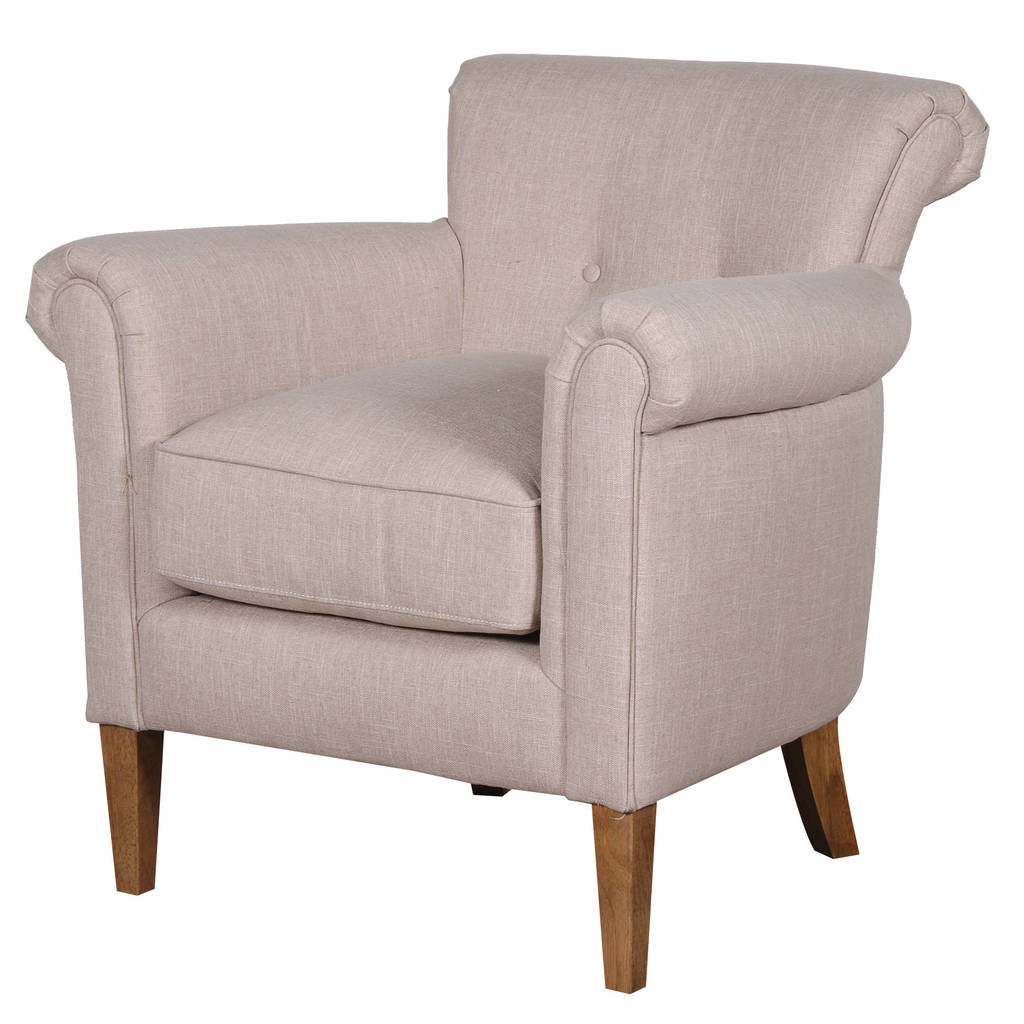 Upholstered Linen Armchair In Natural By Out There ...