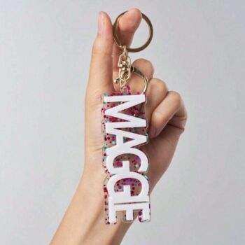 Personalised Acrylic Glitter Key Chains Key Rings Bag Charm, 4 of 9