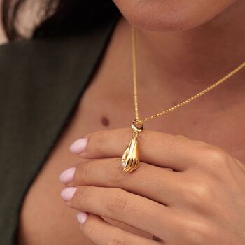 Hand And Pearl Charm Necklace, Sterling Silver Or Gold Plated, 6 of 10