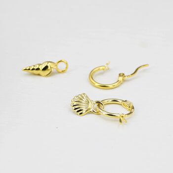 Mismatched Shell Huggie Hoops Earrings In Sterling Silver, 7 of 11