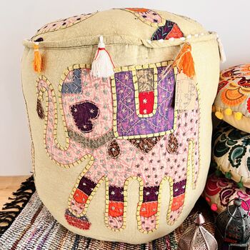 Green Tea Handmade Elephant Pouffe Footstool, 6 of 9