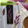 Lavender Hand Embroidered Linen Bookmark, thumbnail 3 of 12