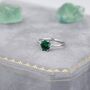 Sterling Silver One Carat Emerald Green Cz Brilliant Cut Ring, thumbnail 7 of 12