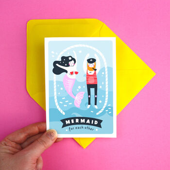 Personalised Mermaid And Sailor Romantic Greeting Card, 3 of 6