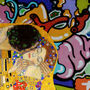 Klimt Kiss Graffiti Abstract Wall Art Print, thumbnail 3 of 5