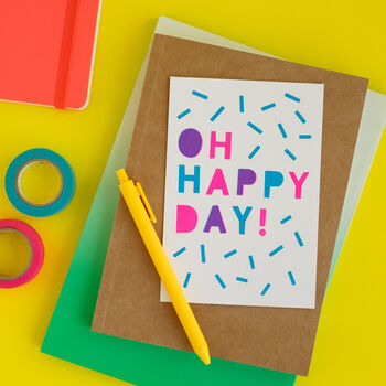 Oh Happy Day! Handmade Card Neon Pink/Blue/Purple, 3 of 7