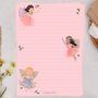A5 Pink Letter Writing Paper With Garden Fairies, thumbnail 1 of 4
