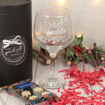Christmas Reindeer Gin Glass With Chocolate Gift Boxed Set, 3 of 6