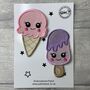 Set Of Two Cute Fun Ice Cream Embroidered Iron On Patches, thumbnail 2 of 2