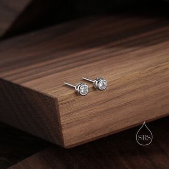 Extra Tiny 2mm Clear Cz Stud Earrings, 3 of 9