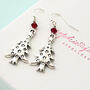 Christmas Tree Earrings With Red Swarovski Crystal, thumbnail 1 of 3