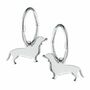 Sterling Silver Dachshund Silver Hoop Or Hook Earrings, thumbnail 2 of 4