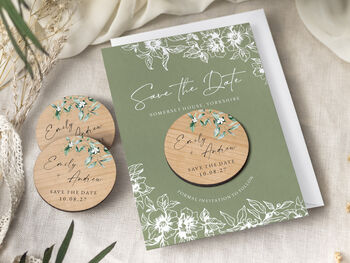 Save The Dates Magnet Sage Green Wedding Cards, 7 of 10