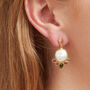 Baroque Pearl Tourmaline Gold Plated Silver Earrings, thumbnail 3 of 4