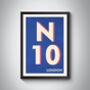 N10 Muswell Hill London Postcode Typography Print, thumbnail 11 of 11