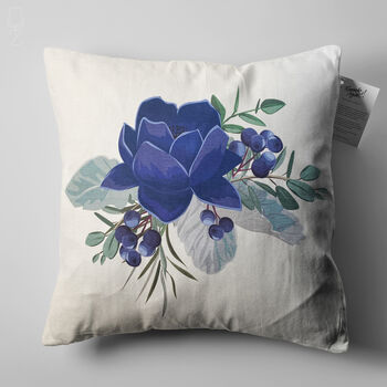Blue Lotus Flower Cushion Cover With Blue And White, 5 of 7