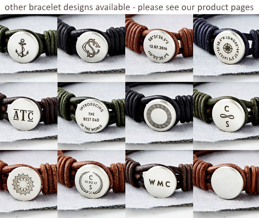 original personalised silver leather coordinate bracelet