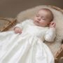 Unisex Long Sleeved Silk Christening Gown | Paris, thumbnail 1 of 12