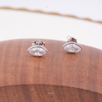 Sterling Silver White Topaz Marquise Stud Earrings, 7 of 12
