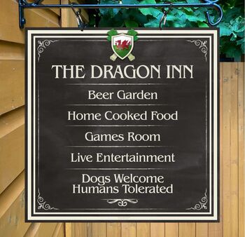 Dragon Inn Personalised Home Pub Sign Man Cave Sign, 5 of 9