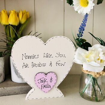 Personalised Mother's Day Nannie Wooden Ivory Heart, 2 of 3