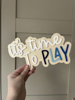 Wooden Play Sign Children’s Bedroom Playroom Decor Montessori Pretend Play Accessory, 4 of 5
