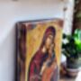 Virgin Mary Icon, Religious Symbol, Antique Russian Wood Board, thumbnail 2 of 5
