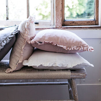 Oli Ruffle Linen Cushion Silver Grey, 7 of 8