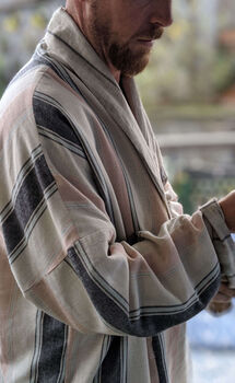 Organic Cotton Reversible Dressing Gown Robe Peach Cobbler, 6 of 12