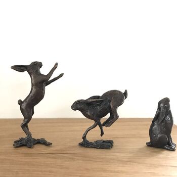 Miniature Bronze Running Hare 8th Anniversary Gift, 9 of 11