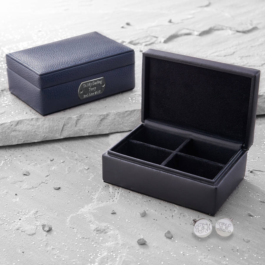 Personalised Leather And Sterling Silver Cufflink Box, 1 of 7