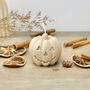 Autumn Beige Carved Pumpkin Candle Halloween Decor, thumbnail 1 of 10