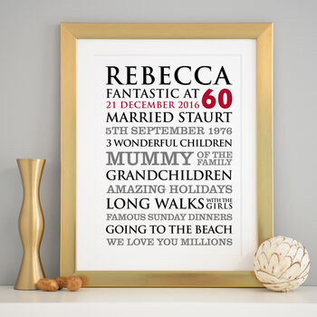 Personalised 60th Birthday Typographic Art Print, 2 of 9