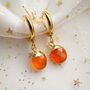 Carnelian July Birthstone Hoop Earrings, thumbnail 1 of 10