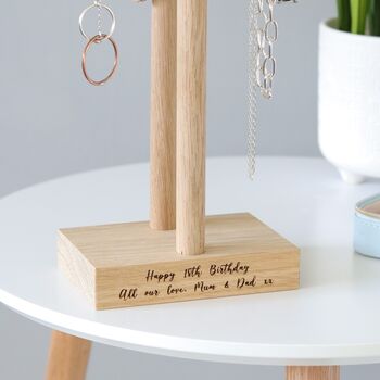 Personalised Light Oak Jewellery Stand Various Sizes, 6 of 12