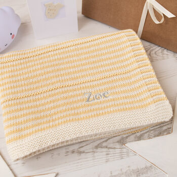 Unisex Sunny Yellow And Cream Knitted Baby Gift Box, 3 of 11