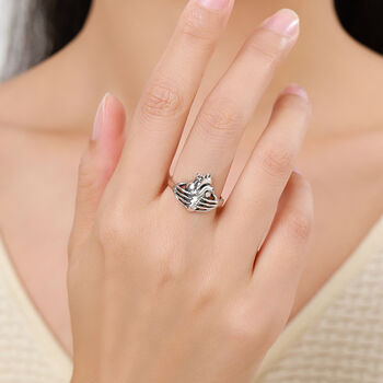 Anatomical Heart And Skeleton Hands Sterling Silver Ring, 9 of 12