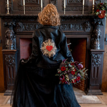 Bride Leather Jacket Custom Bridal Cover Up, 4 of 7