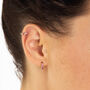 Silver Bezel Huggie Earrings With Pink Stones, thumbnail 3 of 4