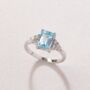 Blue Topaz Emerald Cut Ring In Sterling Silver And Gold, thumbnail 3 of 12